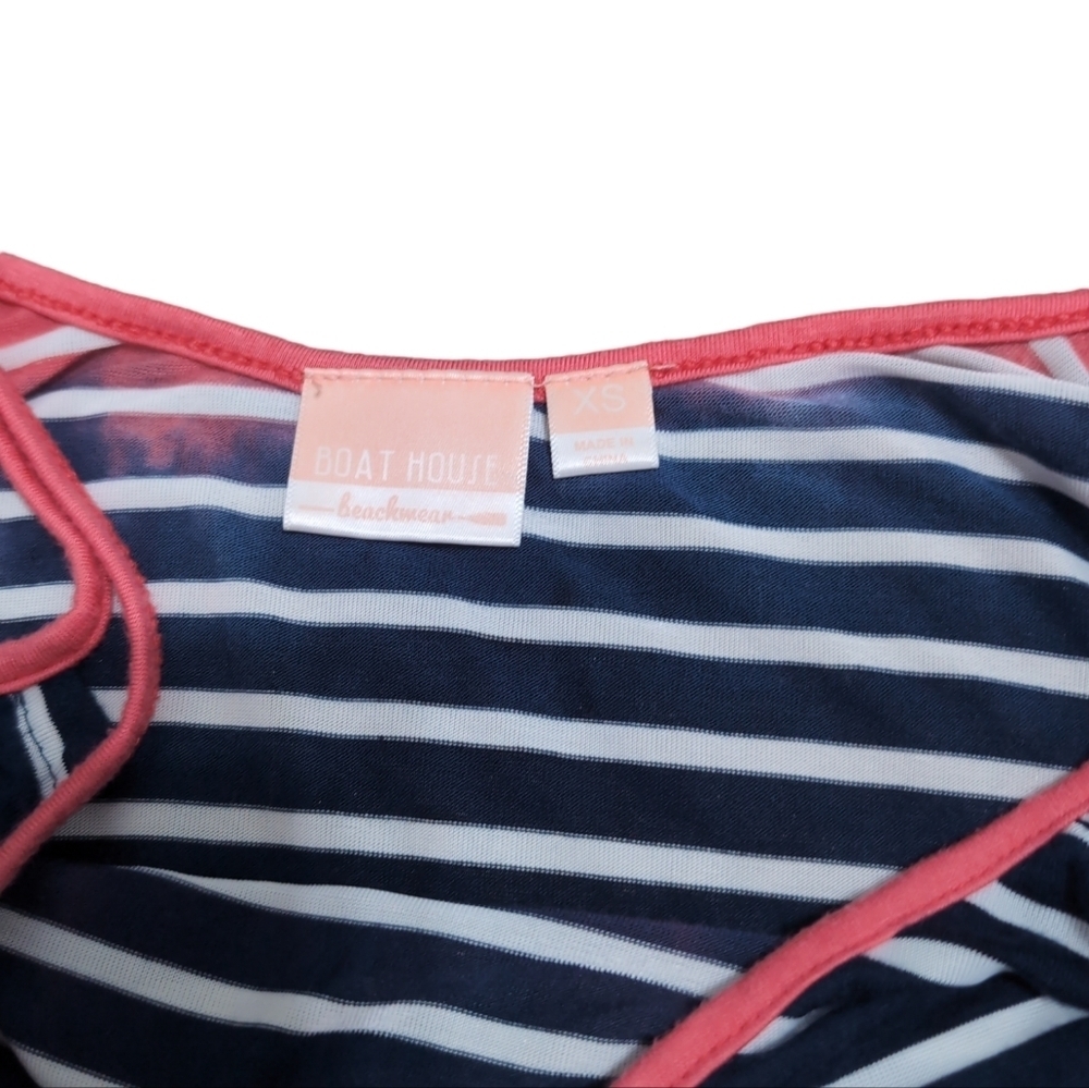 Summer Dress Striped XS Pink Coral Navy Blue - Picture 4 of 6